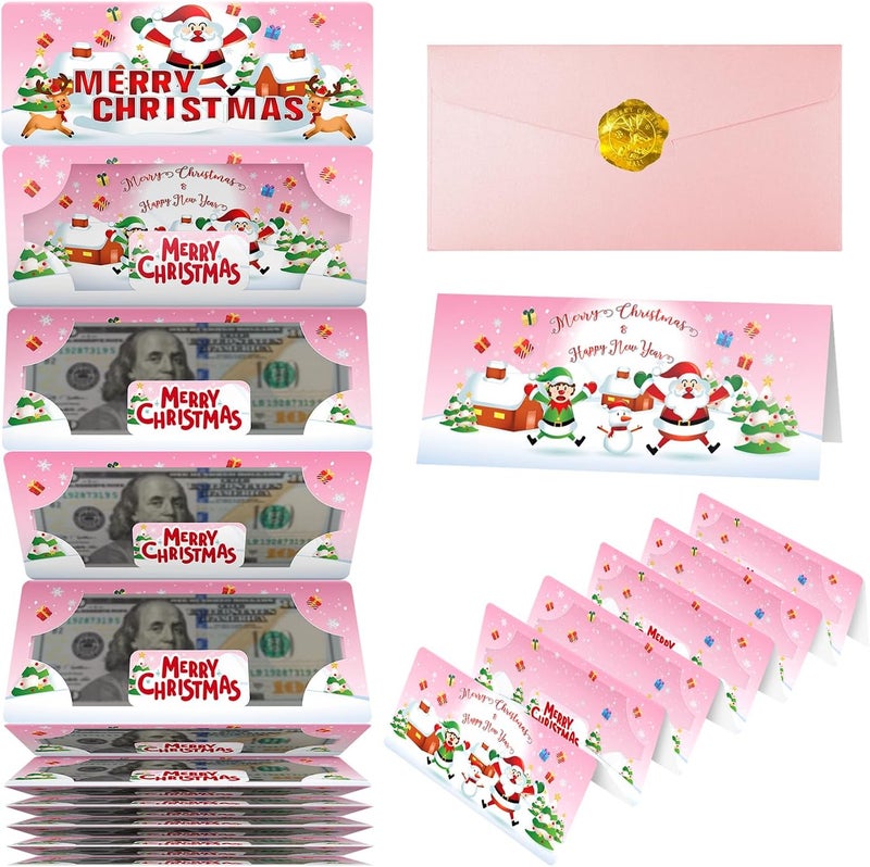 XiaosRen Pink Christmas Envelope Money Holder with 10 Slots, Surprise Cash Gift Card Holders for Men Women Girls Boys Xmas Party Supplies. - Image 1